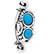 Silver 925 Top Down Southwest Blue Turquoise Eyebrow Ring