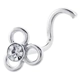 Celtic Swirl with Cubic Zirconia - 925 Sterling Silver Nose Ring Twist