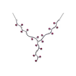 Cleopatra Style Round Shape Created Ruby Gemstone Pendant Necklace in Sterling... by