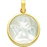 14K Gold Mother of Pearl Angel Charm