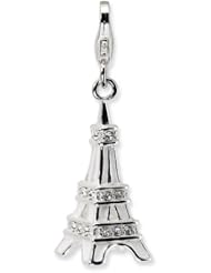 Sterling Silver 3 D Enamel Swarovski Element Eiffel Tower with Lobster Charm