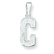 Sterling Silver Small Slanted Block Initial F Charm with 20 inch Sterling Silver Chain