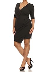 Plus Size V-neck Asymmetric Thigh Length  Dress