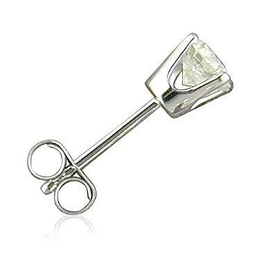 14K White Gold Round Single Diamond Stud Earring 1 2ct tw. I J I2-I3