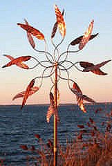 Kinetic Copper Wind Sculpture - Exceptionally Crafted -Spinning Leaves