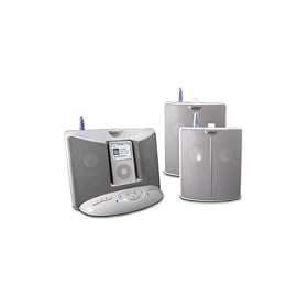 EOS 100T2R Wireless Audio System with Universal iPod Docking Base and Remote Speaker in White