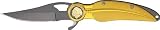 Gold Native American Feather Look Knife Assisted Opening Folder with Rope Cutter
