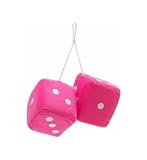 Vintage Parts 3″ Pink Classic Fuzzy Dice with White Dots – Pair