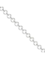 Genuine .925 Sterling Silver Rhodium Plated Diamond Circle Link Bracelet 9.1 Grams . 100% Satisfaction Guaranteed.
