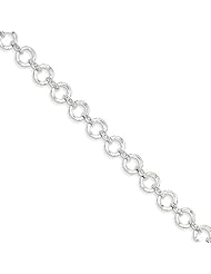 Sterling Silver Rhodium Plated Diamond Circle Link Bracelet