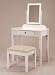 White Finish Wood Vanity Make Up Table with Bench