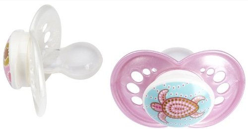 MAM Pearl Silicone Pacifiers + Clip Keeper - Pink (6+ months) - 2 pack