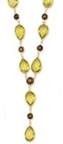 14k Bezel Pear-shaped Lariat Lemon Quartz Necklace - 17 Inch