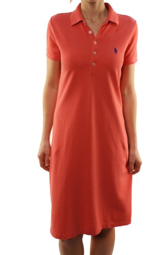 Ralph Lauren Sport Women's Polo Casual Dress Red w/Small Navy Blue Pony-Medium