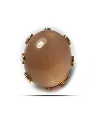 18K Yellow Gold Handmade Ring With Pink Cabochon Rhodolite Garnet And Diamonds - 0.12ct (Ring Size 8)