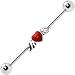 Surgical Steel Red Wing Heart Industrial Barbell Earring