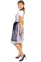 Trachten Dirndl aus Seide in elegantem Silber, mit schwarz-transparenter, blumenbestickter Sch&uuml;rze, optimale Formung des Oberk&ouml;rpers