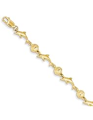14k Yellow Gold Dolphin and Shell Bracelet