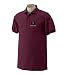 Custom embroidered mean face bowling ball design on polo shirt