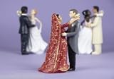 Asian Bride and White Groom Wedding Cake Topper