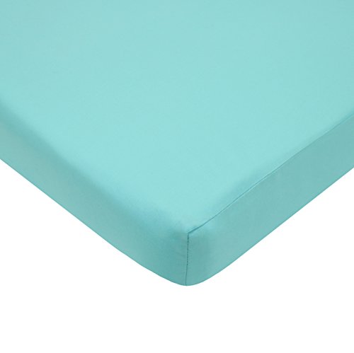 TL Care 100% Cotton Percale Fitted Mini Crib Sheet, Aqua