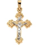 14K Two Tone Gold Crucifix Pendant
