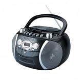 Supersonic SC-712 Portable Boombox with CD, Cassette & Recorder and AM/FM radio AC/DC/Battery Operated (RED)