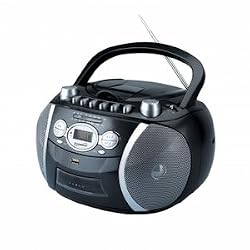 Supersonic SC-712 Portable Boombox with CD, Cassette & Recorder and AM/FM radio AC/DC/Battery Operated (BLACK)