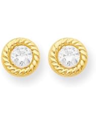 MadiK® 14k Yellow Gold Polished 6mm CZ Post Stud Earrings