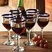Handmade Wine Goblets, 'Blue Can-cun' (Set of 6)