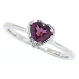 0.53Ct Heart Shaped Rodolite and Diamond Ring in 10Kt White Gold