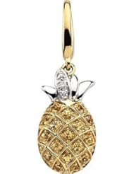 Genuine Yellow Sapphire & Diamond Pineapple Charm 14K Yellow 66001