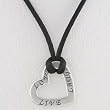 Heart Shaped LIVE, LOVE, LAUGH Affirmation Band Pendant in Sterling Silver on Black Satin Cord, 15" - 17" in Length, #9868