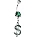 Emerald Green Cubic Zirconia Dollar Sign Belly Ring