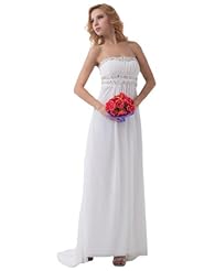 Strapless Empire   Waistline Chiffon Beaded  Sheath Ankle Length Evening Dress  with a Brush/Sweep Train  With Rhinestones