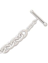 CleverSilvers 8 Inch Hollow Oval Link Toggle Bracelet
