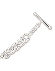 8"" Hollow Sterling Silver Oval Link Toggle Bracelet