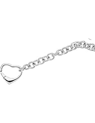 Sterling Silver Bracelet with Heart-Shaped Clasp: 7.5 Inch