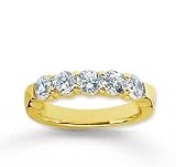 18k Yellow Gold 5 Stone 1 1/2Ct Diamond Anniversary Band