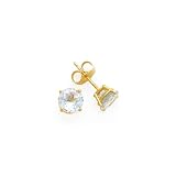 14K Yellow Gold Prong Set Aquamarine Earring Studs