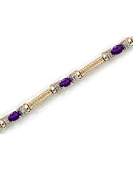 14k Yellow Gold Natural Amethyst And Diamond Tennis Bracelet