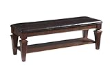 Entryway Bench with Upholstered Seat in Distressed Chestnut Finish