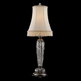 Dale Tiffany GT80548 Crystal Table Lamp, Antique Silver and Fabric Shade
