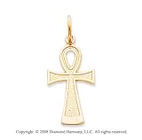 14k Yellow Gold Elegant Carved Ankh Cross Pendant