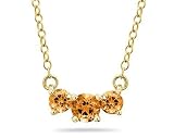 1.00 CTW Citrine Three Stone Pendant Necklace 14K Yellow Gold