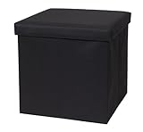 CreativeWare Fold N Store Ottoman, Black
