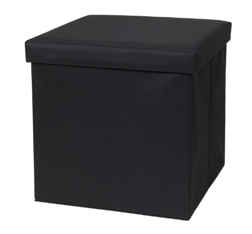 CreativeWare Fold N Store Ottoman, Black