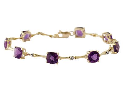 10kt Yellow Gold Diamond and Amethyst Bracelet