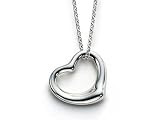 Silver Tone Designer Style Open Floating Heart Charm Pendant Necklace