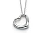 Silver Tone Designer Style Open Floating Heart Charm Pendant Necklace